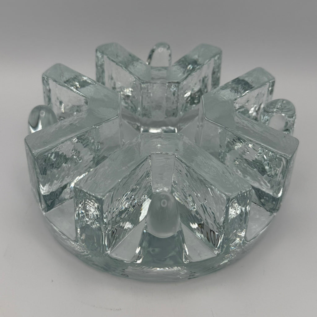 Massives Vintage Glas Stövchen I 1970er Eisglas Optik I Schwerer Teewärmer Brutalismus I Makellos 1,7 kg Showroom Ansbach