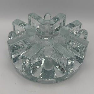 Massives Vintage Glas Stövchen I 1970er Eisglas Optik I Schwerer Teewärmer Brutalismus I Makellos 1,7 kg