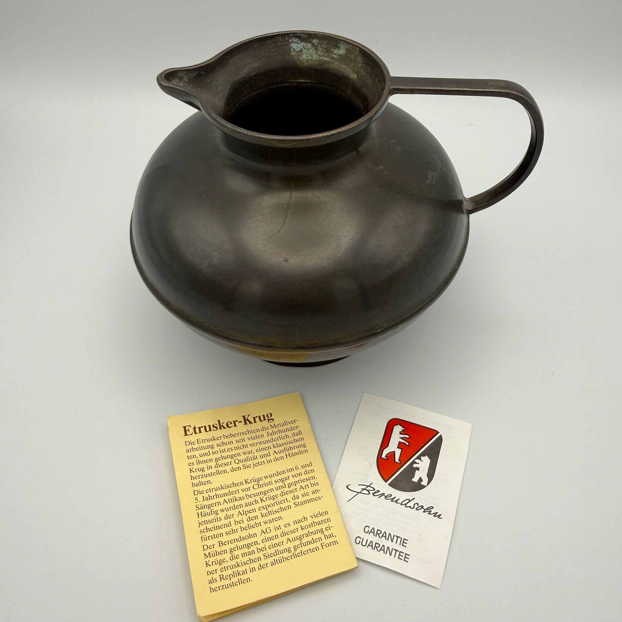 Behrendsohn Bronze Krug Replik Etruskisch Turan Antik Stil Museumsreplik 892g Berendsohn