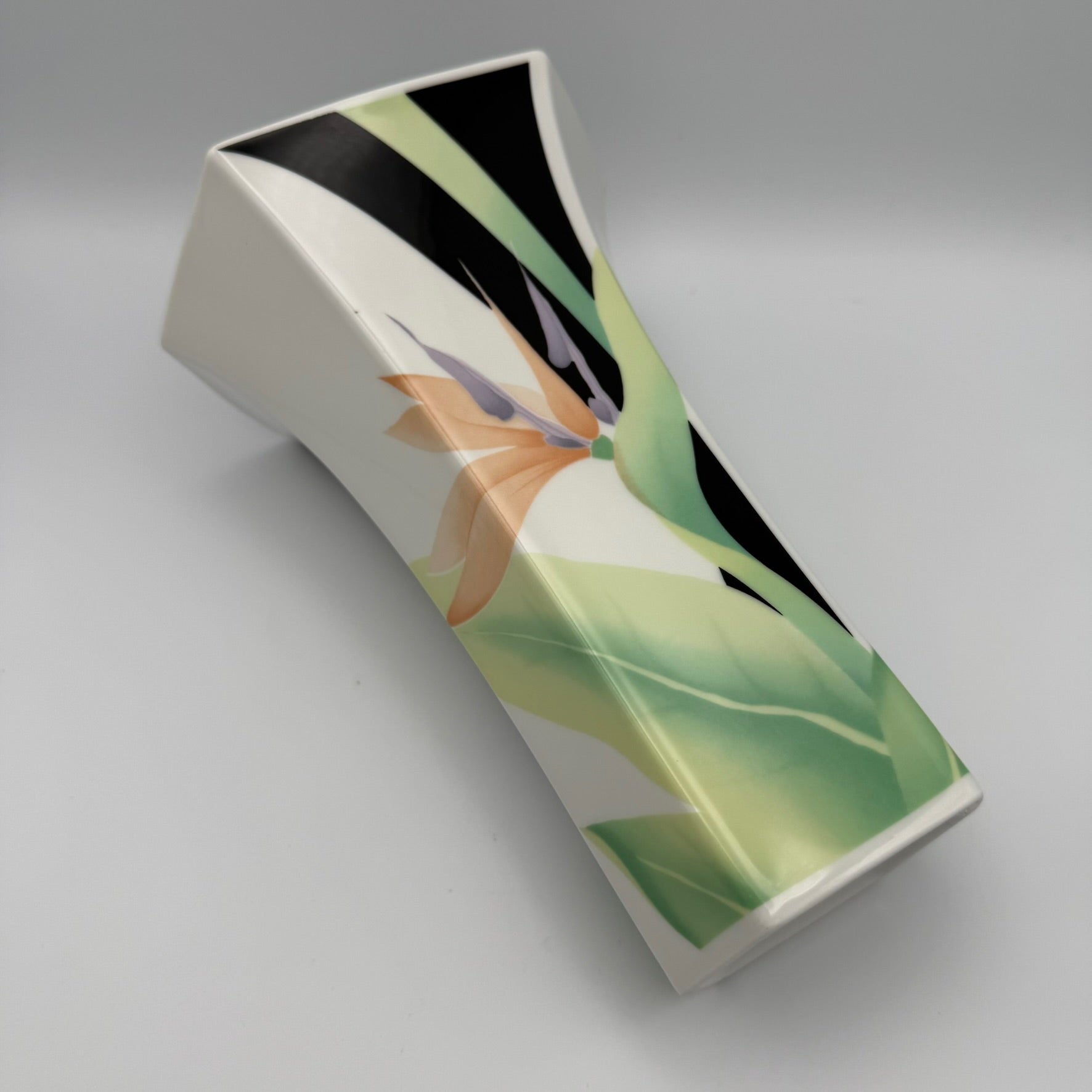 Vintage Scherzer Porzellan Vase Trichtervase Strelitzie 80er Jahre Memphis Op Art Showroom Ansbach