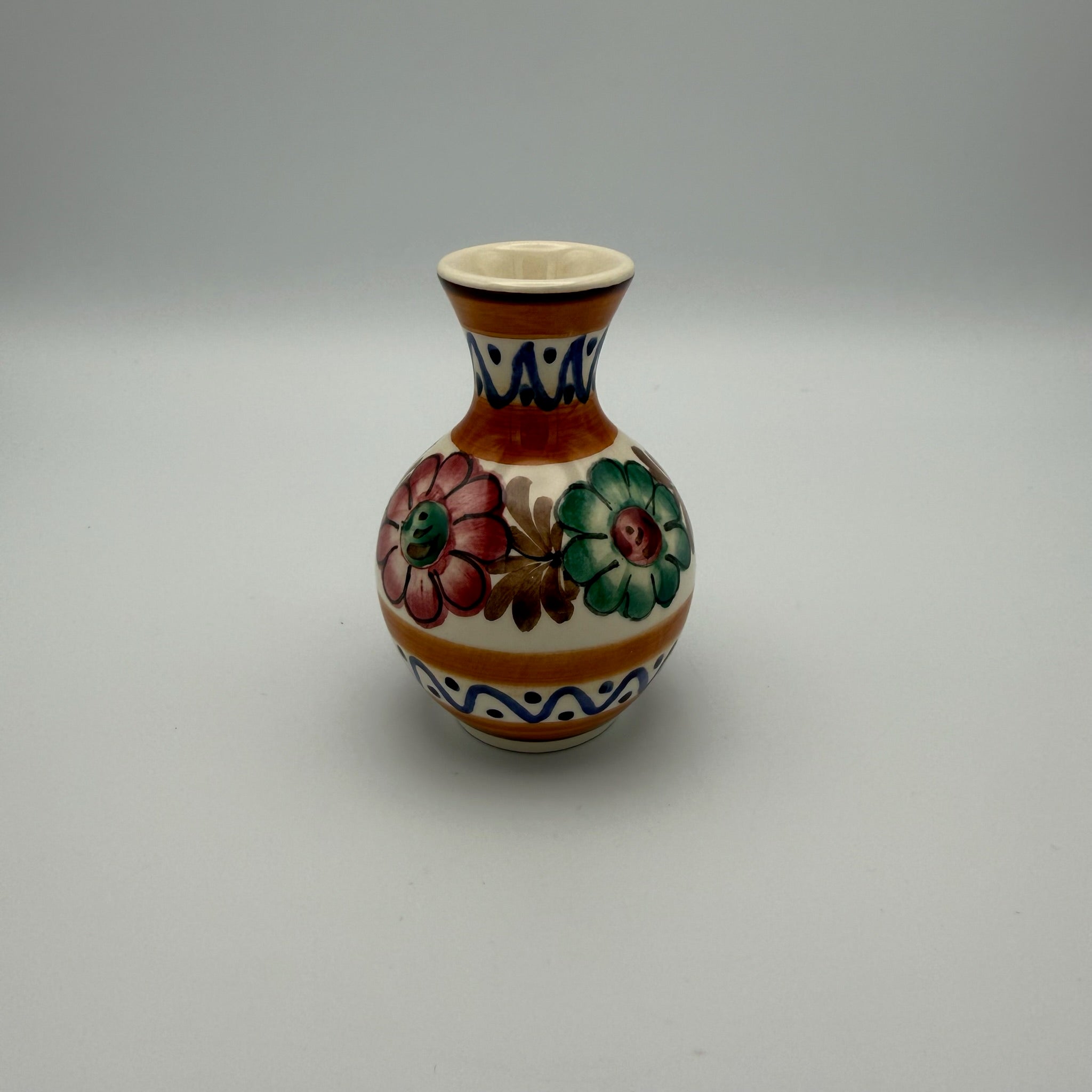 Vintage Tiroler Majolika Schwaz Vase Handbemalt Alpenblumen Keramik 50er 60er Tiroler Mojolika