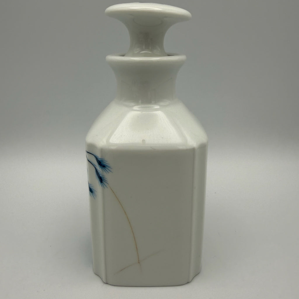 3tlg Porcelaine de Paris Badezimmer Set I Dekor Lamballe Schwanen-Motiv I Flakons & Deckeldose Frankreich 1970er Porcelaine de Paris