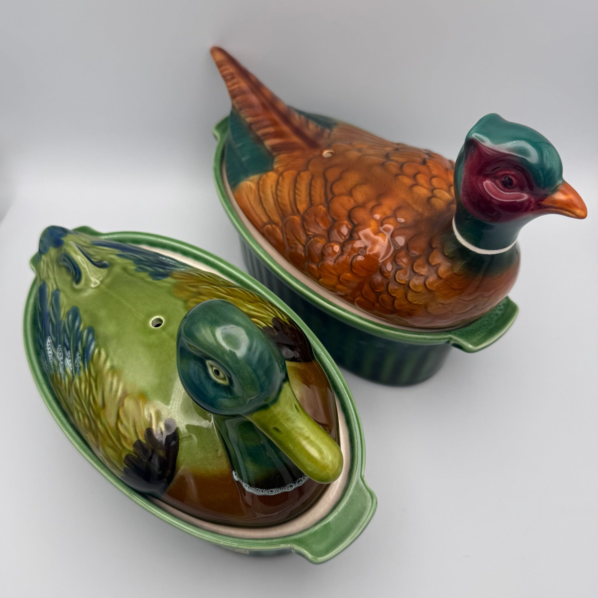 2er Set Frz. Ur-Pastetenformen 1950er I Ente & Fasan Terre a Feu I Unbenutzt Showroom Ansbach