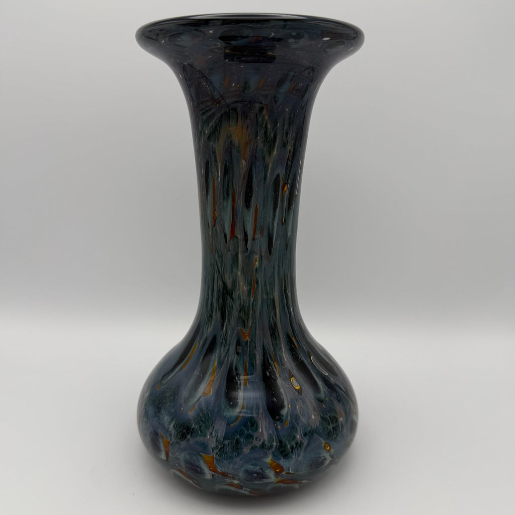 Eisch Studioglas Vase I Signiert & Etikett I Iridisierend Poesie in Glas 70er 80er I Handarbeit 22,3 cm Glashütte Eisch