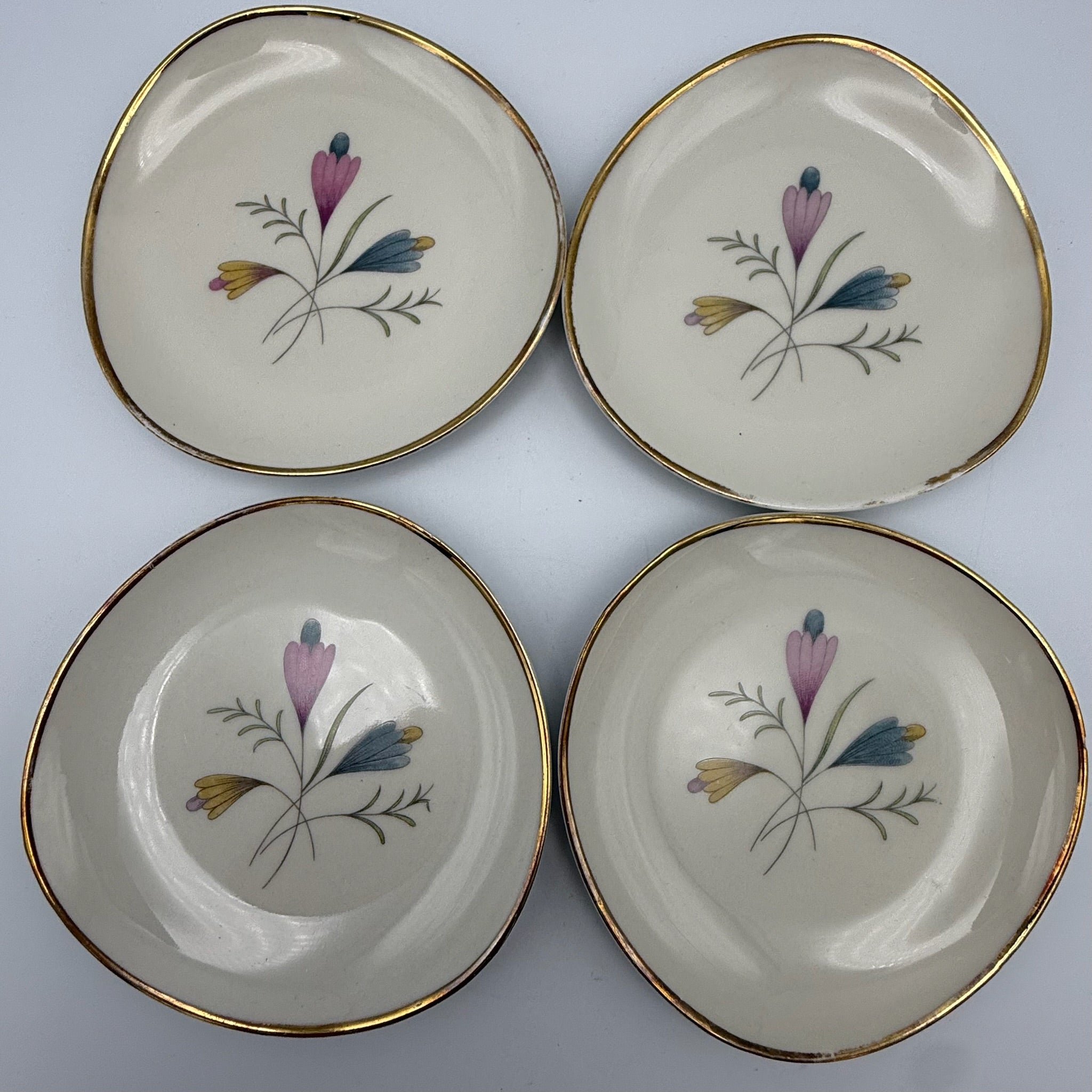 4er Set Mitterteich Bavaria Konfektteller I Nierenform 50er Jahre I Dekor 8305 I Mid-Century Vintage I 11,2 cm Mitterteich Bavaria