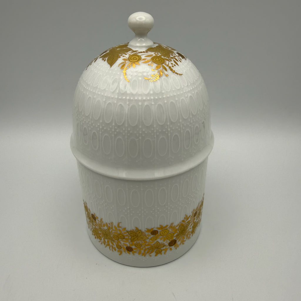 Rosenthal Deckeldose Romanze in Gold I Design Bjørn Wiinblad I studio-linie Zuckerdose I Vintage 15 cm Rosenthal