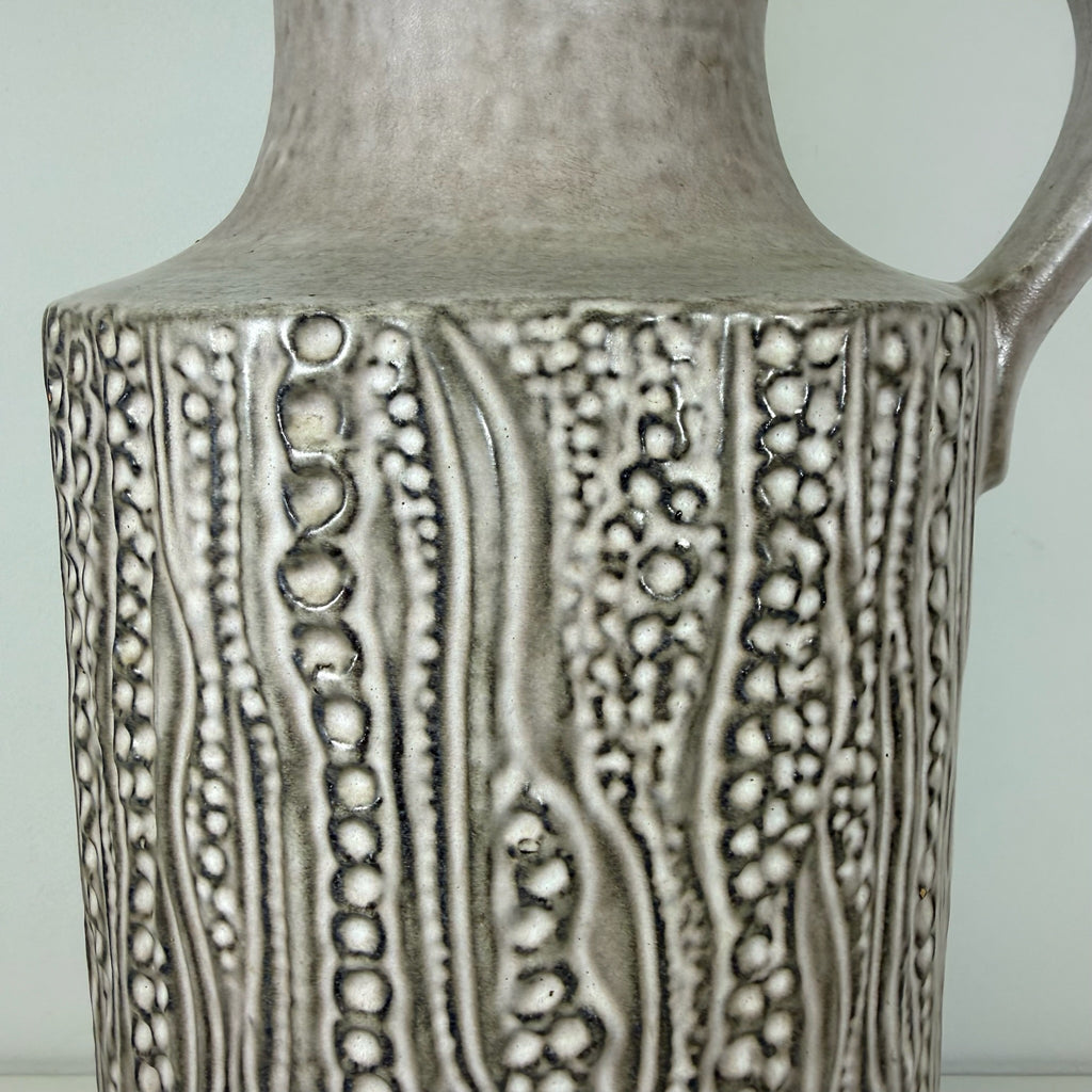 XL Carstens Tönnieshof Bodenvase 45 cm I Modell 7652-45 I Brutalismus Relief Vase Beige Grau 1970er West German Pottery I Makellos Carstens Tönnieshof