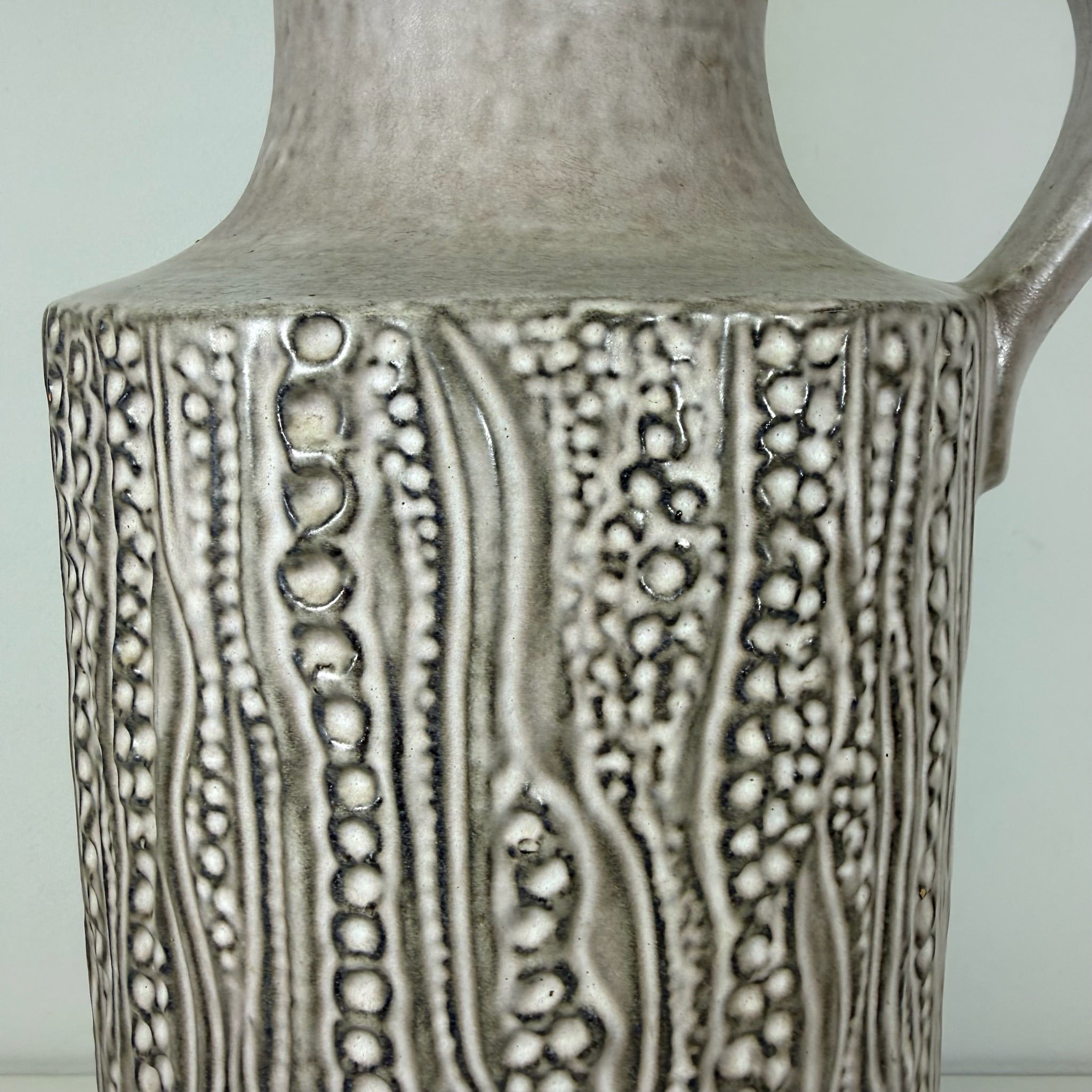 XL Carstens Tönnieshof Bodenvase 45 cm I Modell 7652-45 I Brutalismus Relief Vase Beige Grau 1970er West German Pottery I Makellos Carstens Tönnieshof