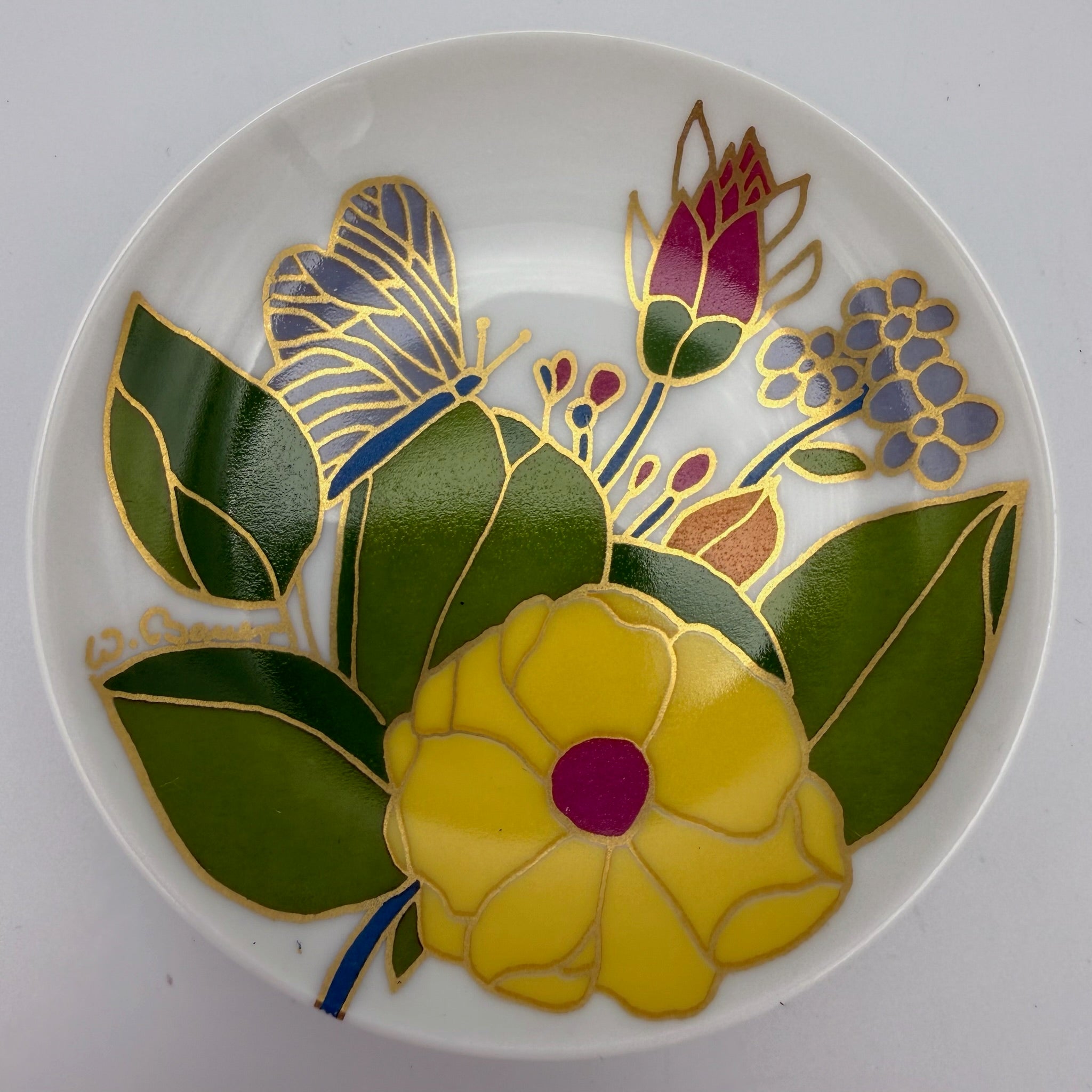 Rosenthal studio-linie Jubiläumsteller 1979/1980 I Design Walter Bauer I Konfektteller Schmetterling Gold I 9,5 cm Rosenthal