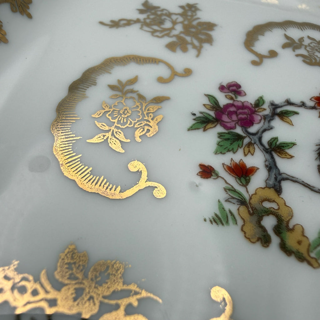 Antiker Limoges Teller I Quadratisch I Vögel Handbemalt I Chavagnac I Um 1900 Limoges