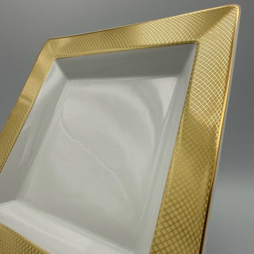 Rosenthal Germany quadratischer Teller 22 cm Golddekor Gitterdekor Porzellan Showroom Ansbach