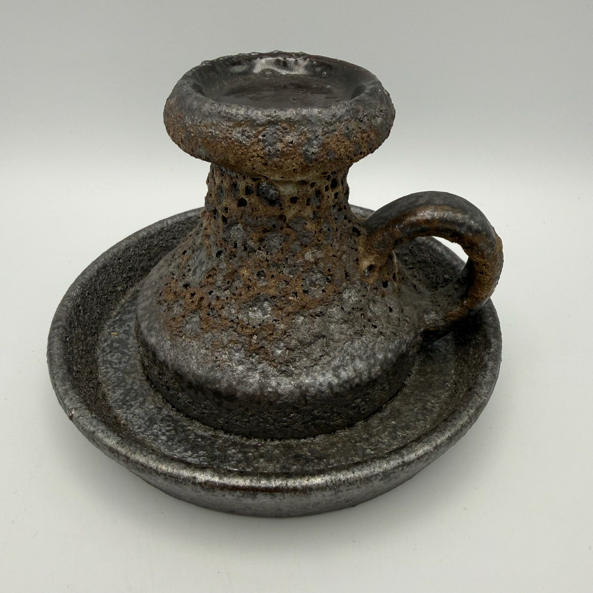 Jopeko Brutalist Keramik Kerzenständer I Kammerleuchter Fat Lava 1970er I West Germany Vintage I 13,5 cm Jopeko