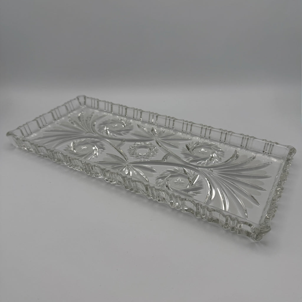 Vintage Walther Glas Kuchenplatte Rechteckig Eisglas Mattiert Servierplatte 34cm Walther Glas