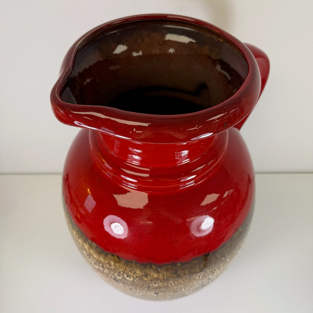 XL Scheurich Fat Lava Bodenvase 601-49 I West Germany I 49 cm I Keramikvase Rot Braun Scheurich
