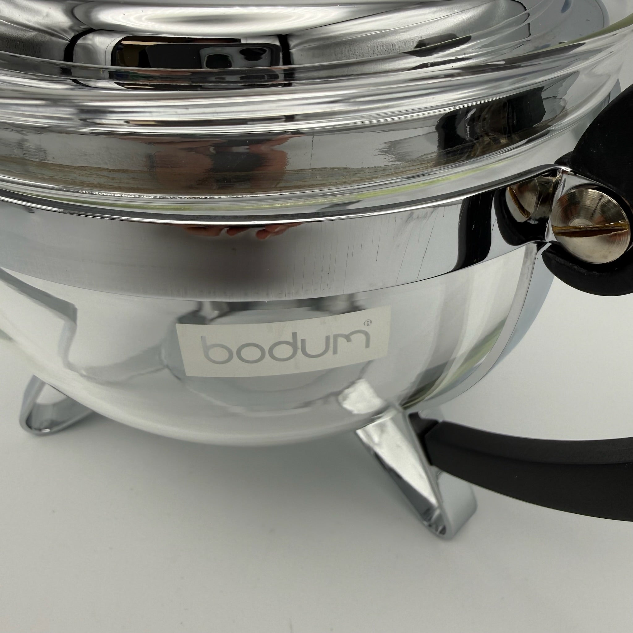Vintage Bodum Teekanne mit 2 Tassen I Glas & Chrom – Mid Century Design I 3-teiliges Set Bodum
