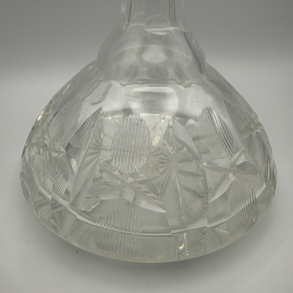 Schwere Vintage Glas Karaffe mit Kugelverschluss Flache Form Eisboden 25cm 1088g Showroom Ansbach