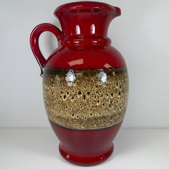 XL Scheurich Fat Lava Bodenvase 601-49 I West Germany I 49 cm I Keramikvase Rot Braun Scheurich