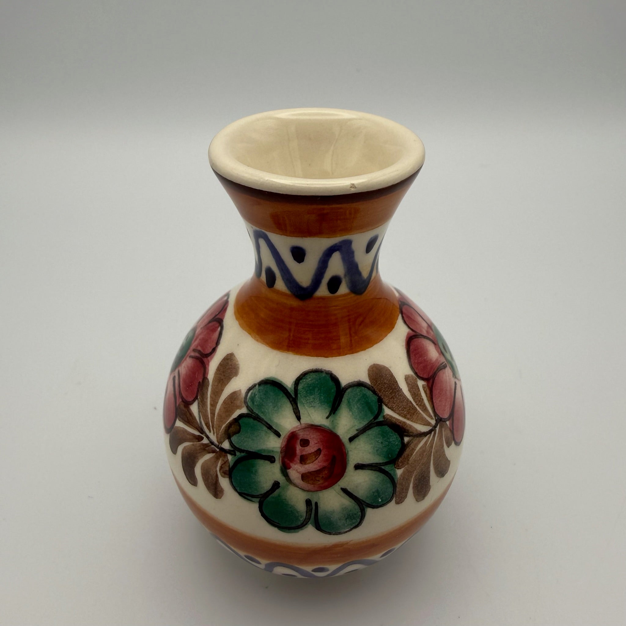 Vintage Tiroler Majolika Schwaz Vase Handbemalt Alpenblumen Keramik 50er 60er Tiroler Mojolika