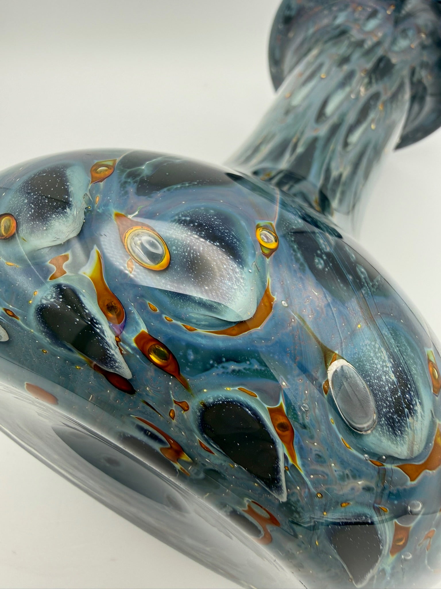 Eisch Studioglas Vase I Signiert & Etikett I Iridisierend Poesie in Glas 70er 80er I Handarbeit 22,3 cm Glashütte Eisch