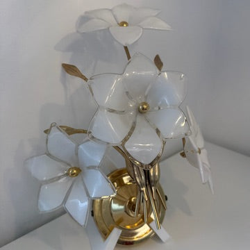 3tlg. Paolo Venini Murano Glas Florentiner Set I 3-flammiger Kronleuchter & 2 Wandlampen 1970er I Italienisches Design Chrom I Rarität Showroom Ansbach