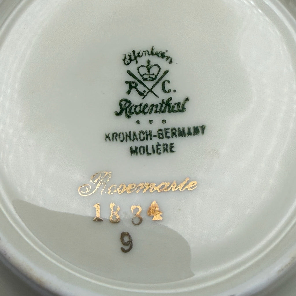 5er Set antike Rosenthal Kronach Tellerchen I Dekor Rosemarie I Konfektteller Goldrand 1920er Vintage Rosenthal