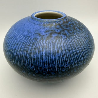 Thoms Keramik Vase Blau Signiert Studio Keramik Mid Century 8,5 cm Thoms Keramik