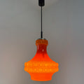 Space Age Pendelleuchte I Orange Tulpenform Überfangglas 1970er I Monumentale Hängeleuchte Pop-Art Vintage Design Showroom Ansbach