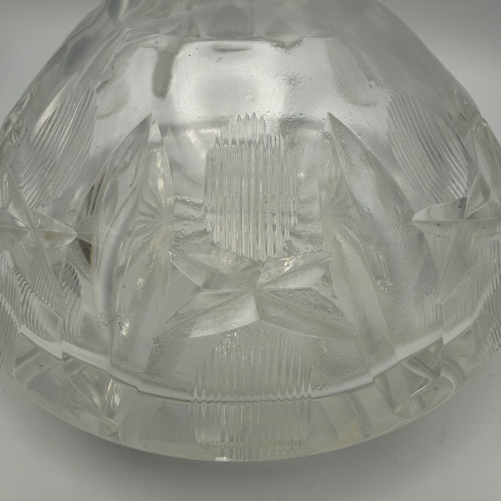 Schwere Vintage Glas Karaffe mit Kugelverschluss Flache Form Eisboden 25cm 1088g Showroom Ansbach