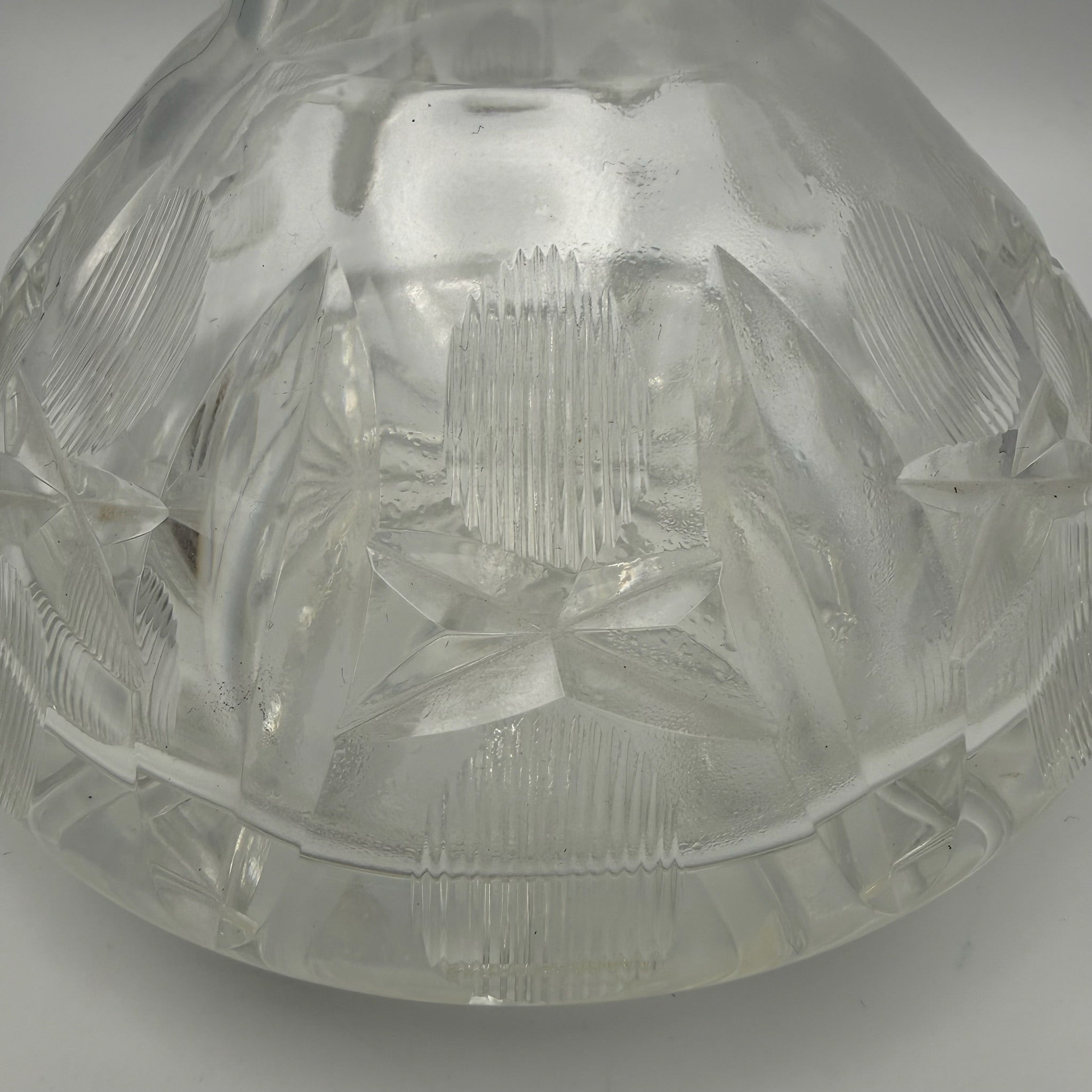 Schwere Vintage Glas Karaffe mit Kugelverschluss Flache Form Eisboden 25cm 1088g Showroom Ansbach