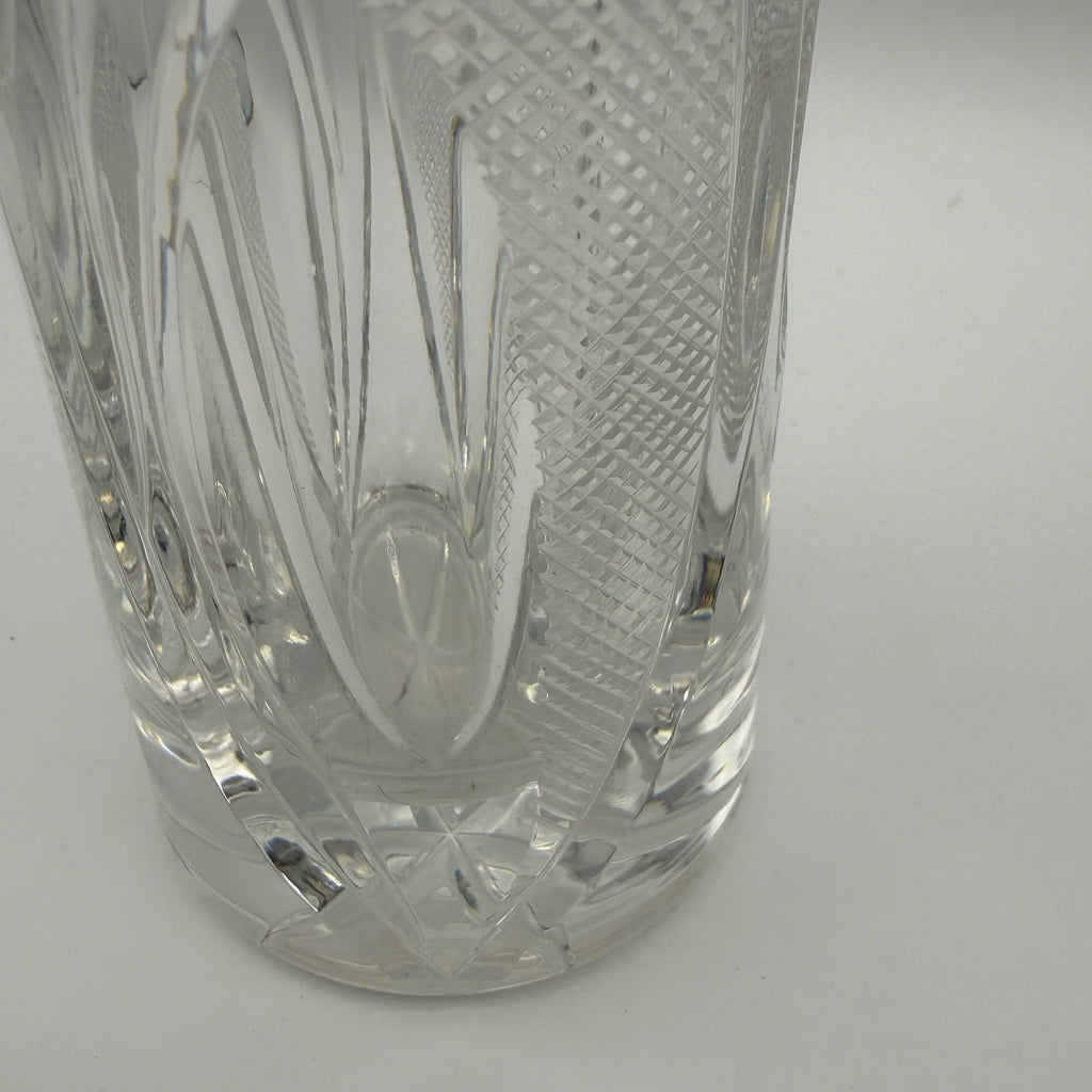 Vintage Kristallglas Vase I Zylindrisch I Geometrischer Schliff I Eisboden I 22 cm Showroom Ansbach
