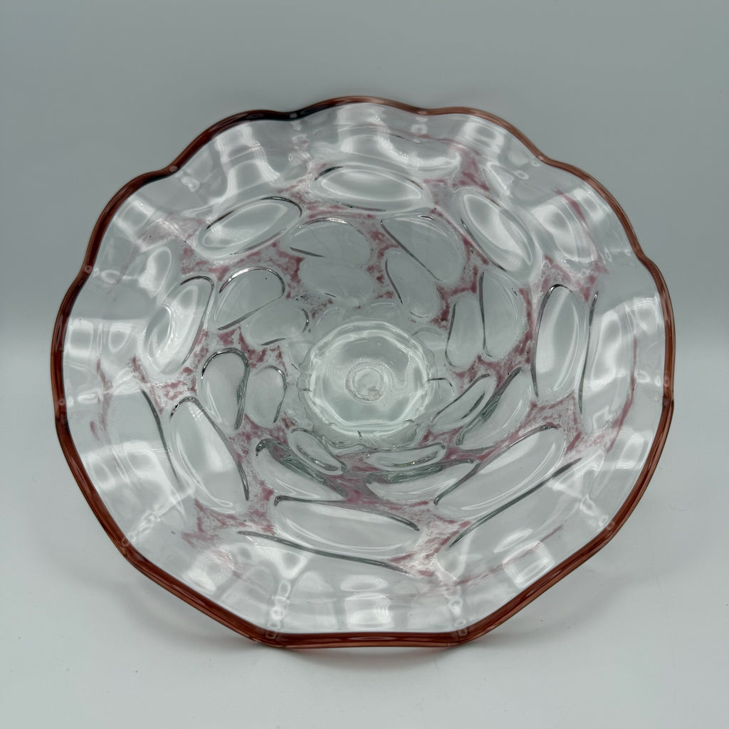 Erwin Gaschler Studioglas Schale I Unikat 1989 Signiert I Rostrot Rosé I Glaskunst Modern Art I 24,5 cm E. Gaschler