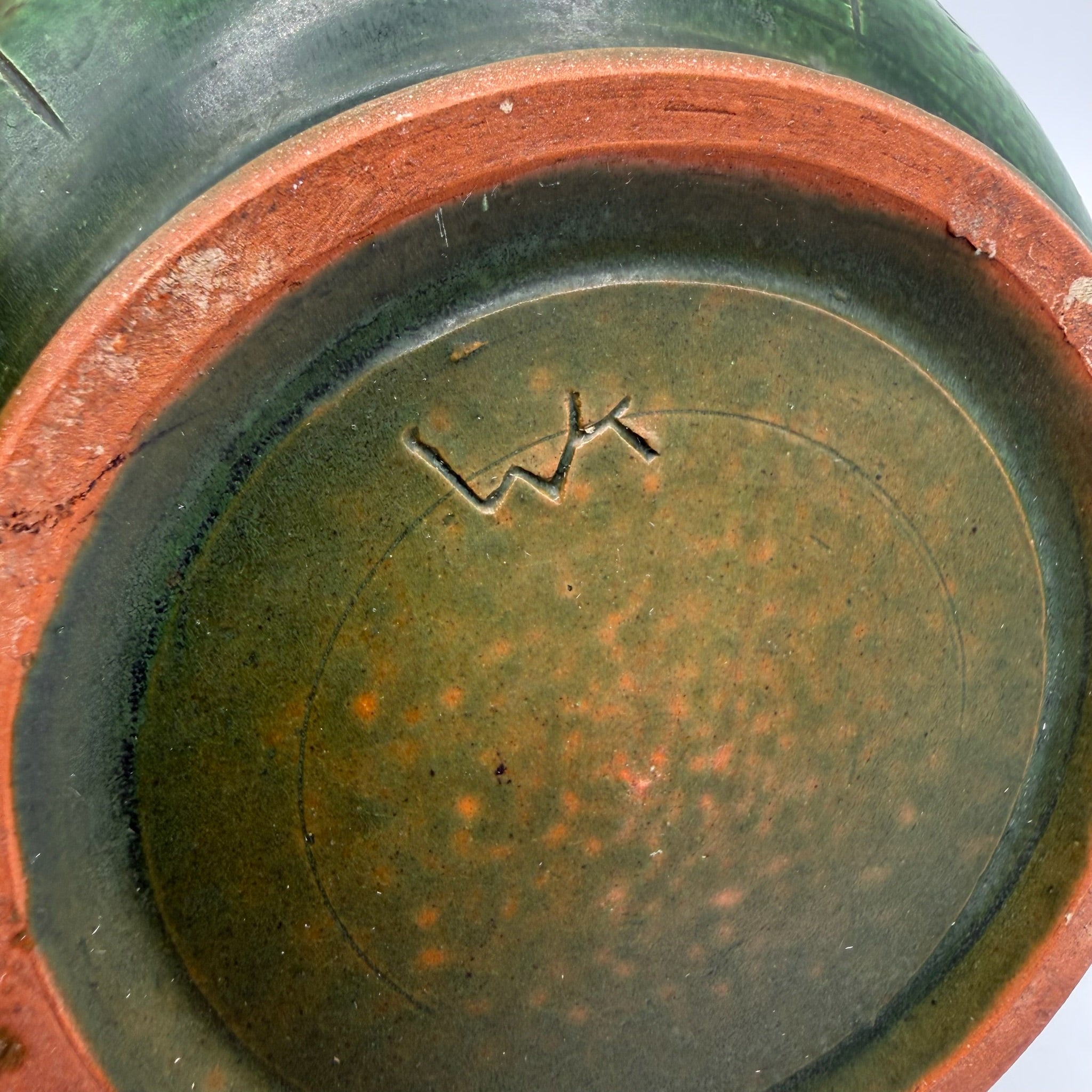 Wilhelm Kagel Garmisch I Studio Keramik Vase I Sgraffito Ritzdekor Grün I 50er Jahre I 17 cm Showroom Ansbach