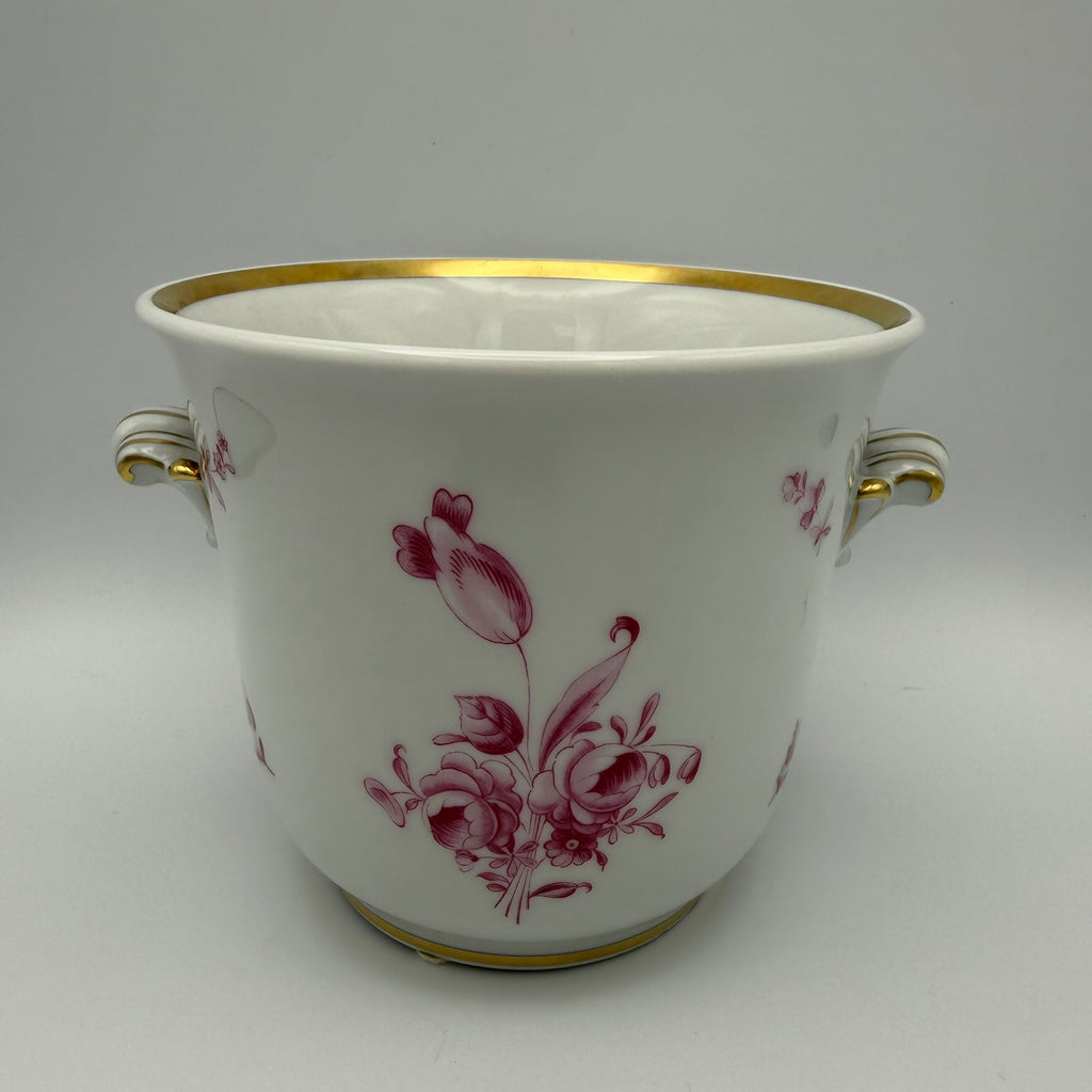 Hutschenreuther Selb Cachepot I Übertopf I Dresden Purpur Rose I Golddekor I Vintage 1950er I 13 cm Hutschenreuther