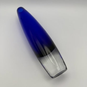 Sven Palmqvist für Orrefors Kunstglas Vase I Kobaltblau Sommerso Keulenvase Schweden 1950er I Skandinavisches Design 21,5 cm Orrefors