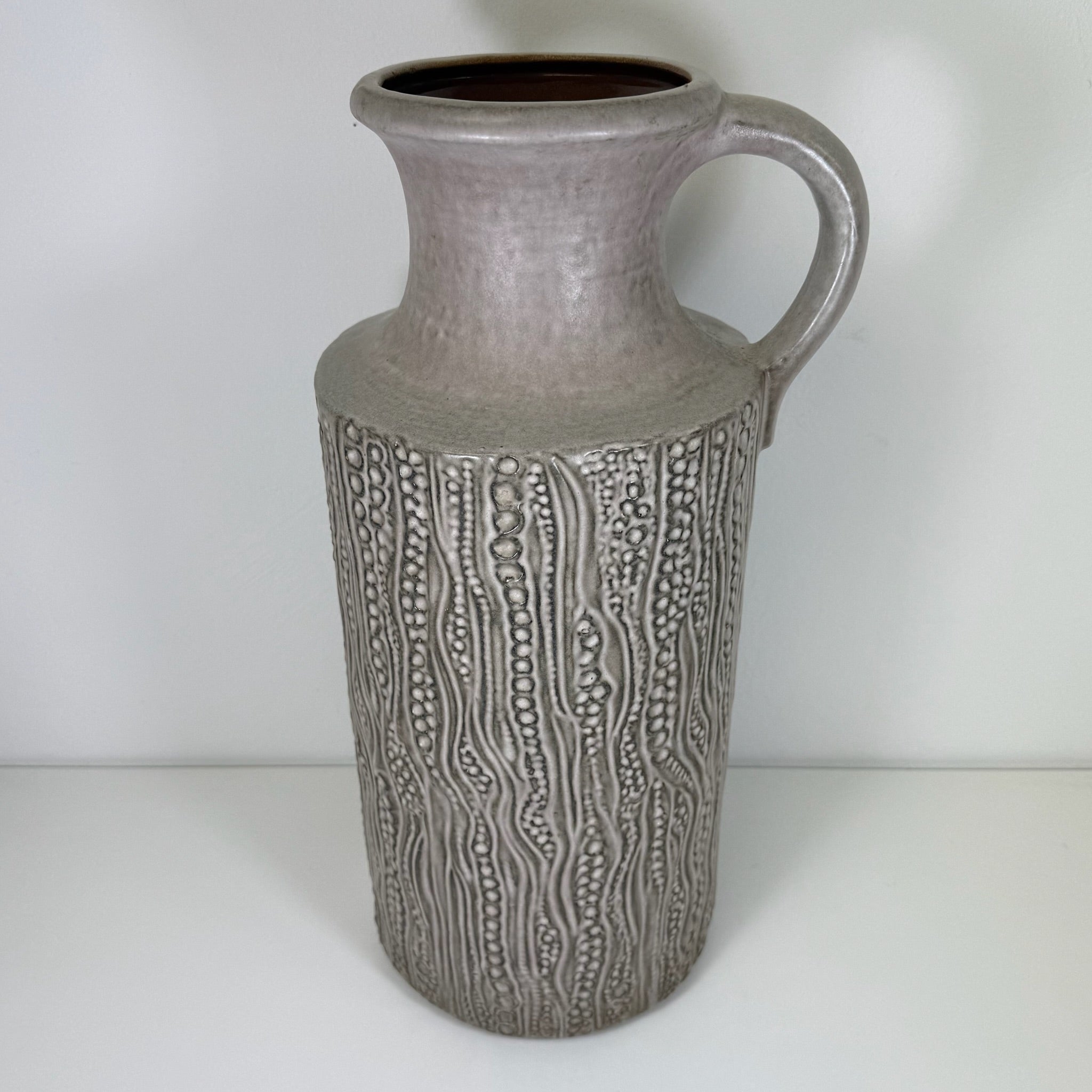 XL Carstens Tönnieshof Bodenvase 45 cm I Modell 7652-45 I Brutalismus Relief Vase Beige Grau 1970er West German Pottery I Makellos Carstens Tönnieshof