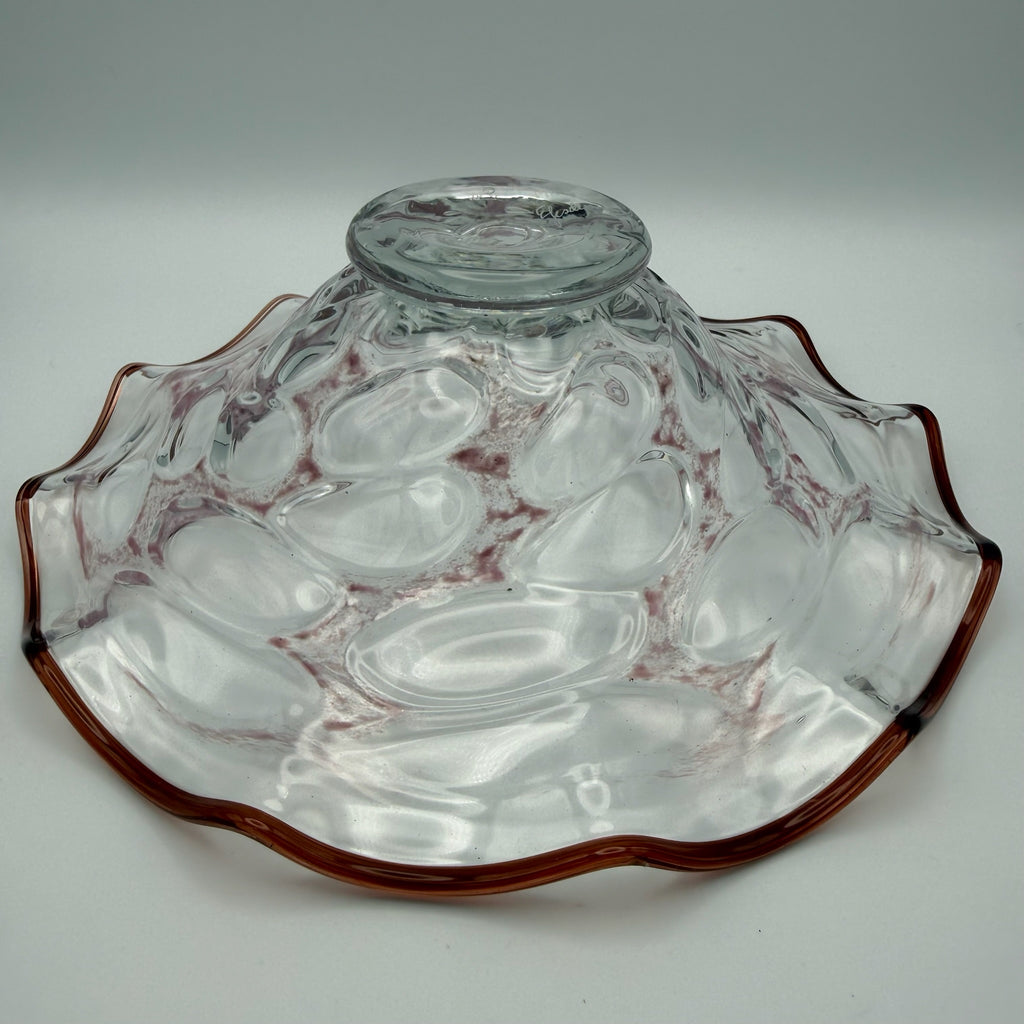 Erwin Gaschler Studioglas Schale I Unikat 1989 Signiert I Rostrot Rosé I Glaskunst Modern Art I 24,5 cm E. Gaschler