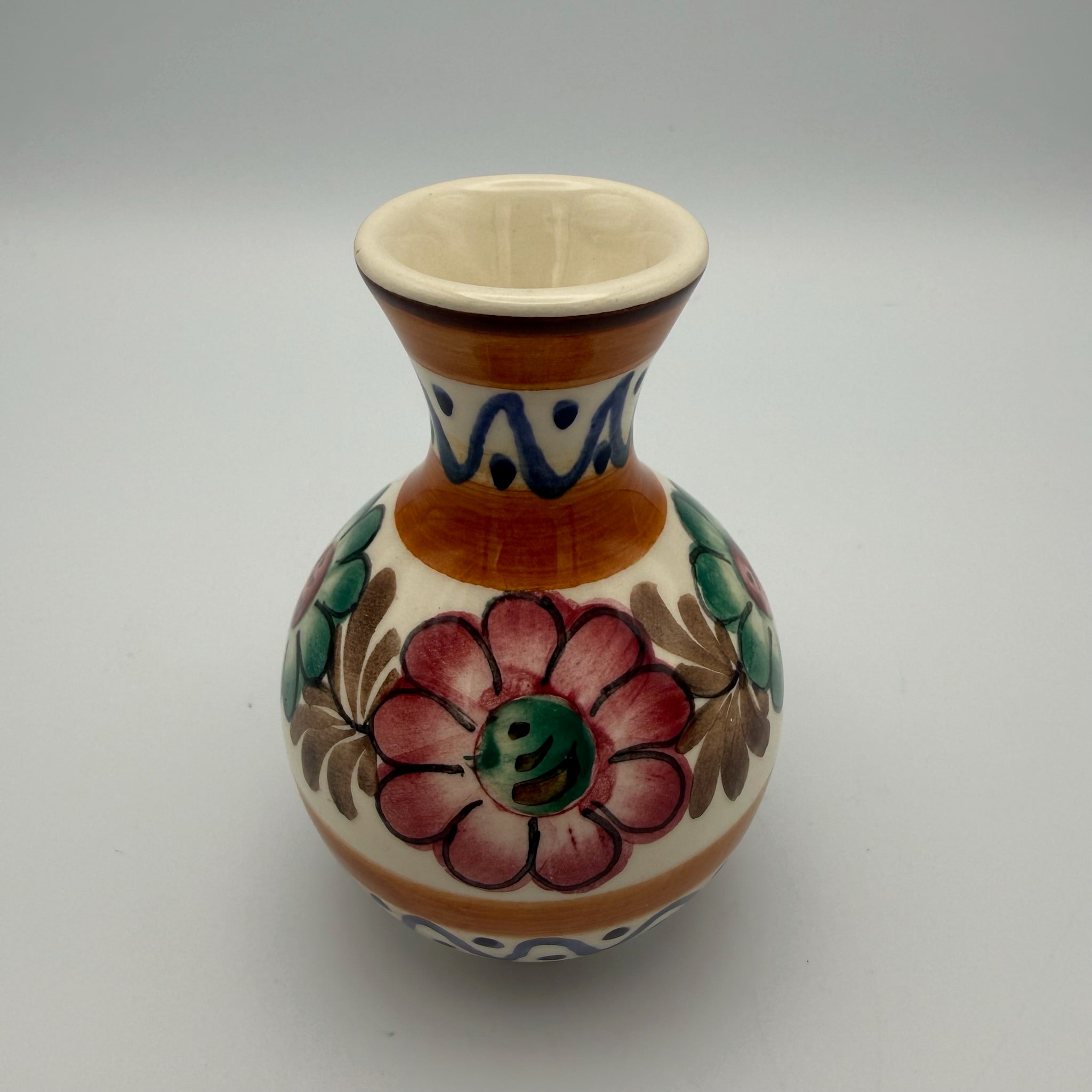 Vintage Tiroler Majolika Schwaz Vase Handbemalt Alpenblumen Keramik 50er 60er Tiroler Mojolika
