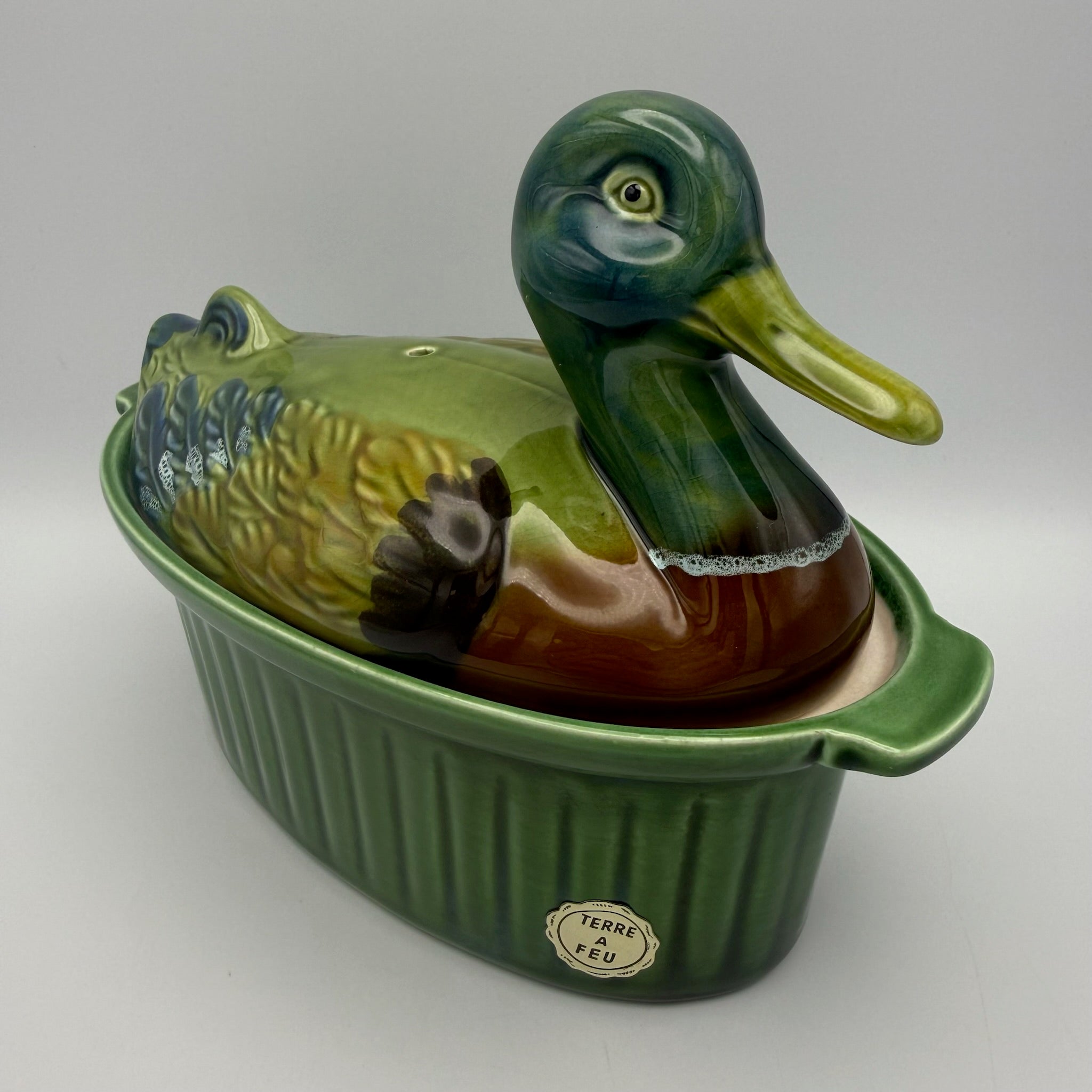 2er Set Frz. Ur-Pastetenformen 1950er I Ente & Fasan Terre a Feu I Unbenutzt Showroom Ansbach