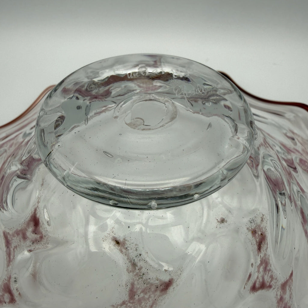 Erwin Gaschler Studioglas Schale I Unikat 1989 Signiert I Rostrot Rosé I Glaskunst Modern Art I 24,5 cm E. Gaschler