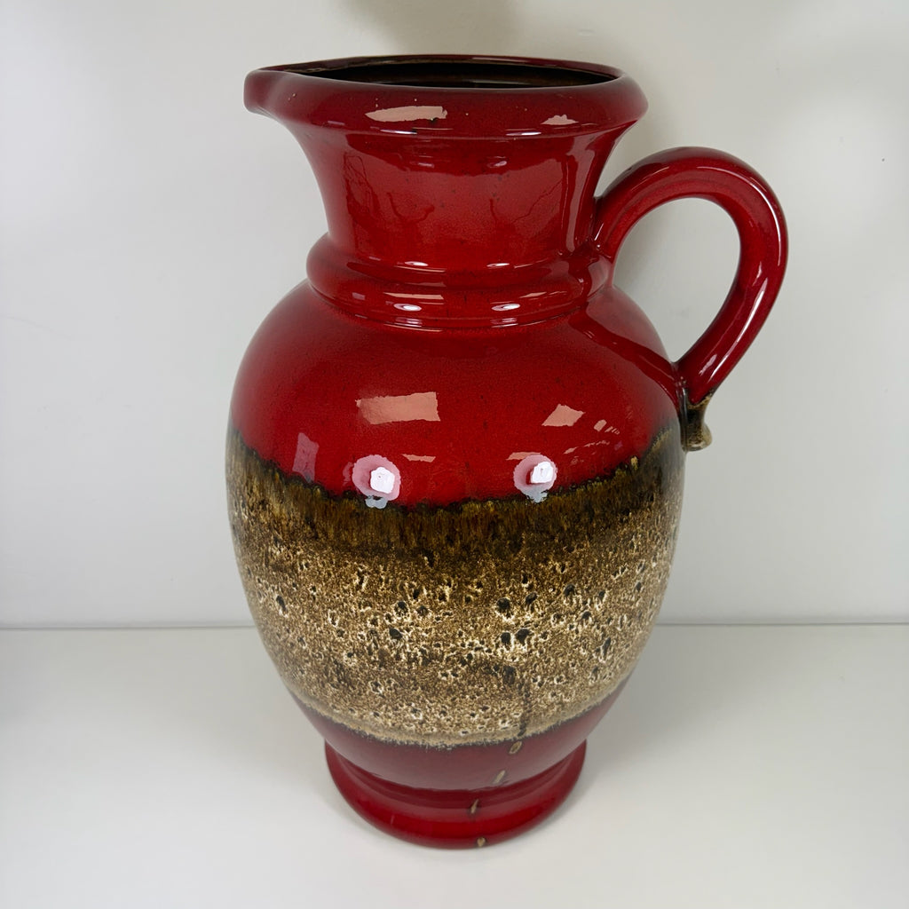 XL Scheurich Fat Lava Bodenvase 601-49 I West Germany I 49 cm I Keramikvase Rot Braun Scheurich