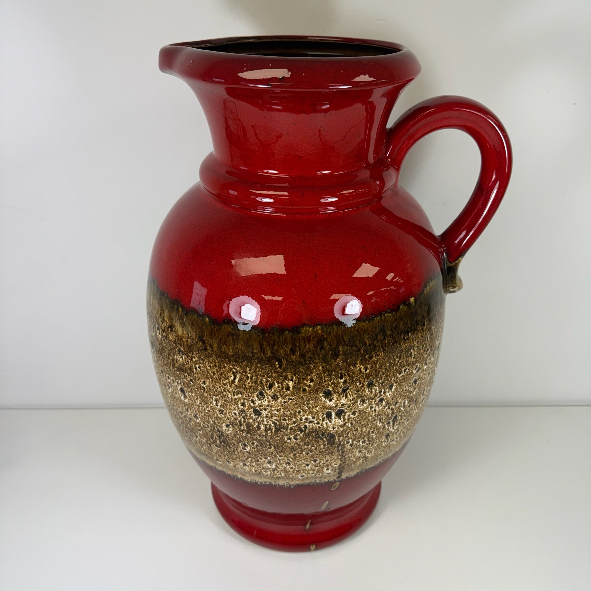 XL Scheurich Fat Lava Bodenvase 601-49 I West Germany I 49 cm I Keramikvase Rot Braun Scheurich