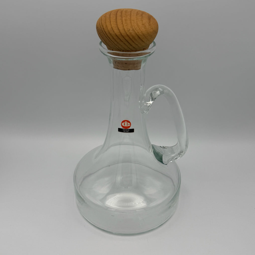 Ingrid Glas Vintage Karaffe I Mit Original Holz Korkverschluss I Mid-Century Dekanter 1970er I Top Zustand 26 cm Ingrid Glas