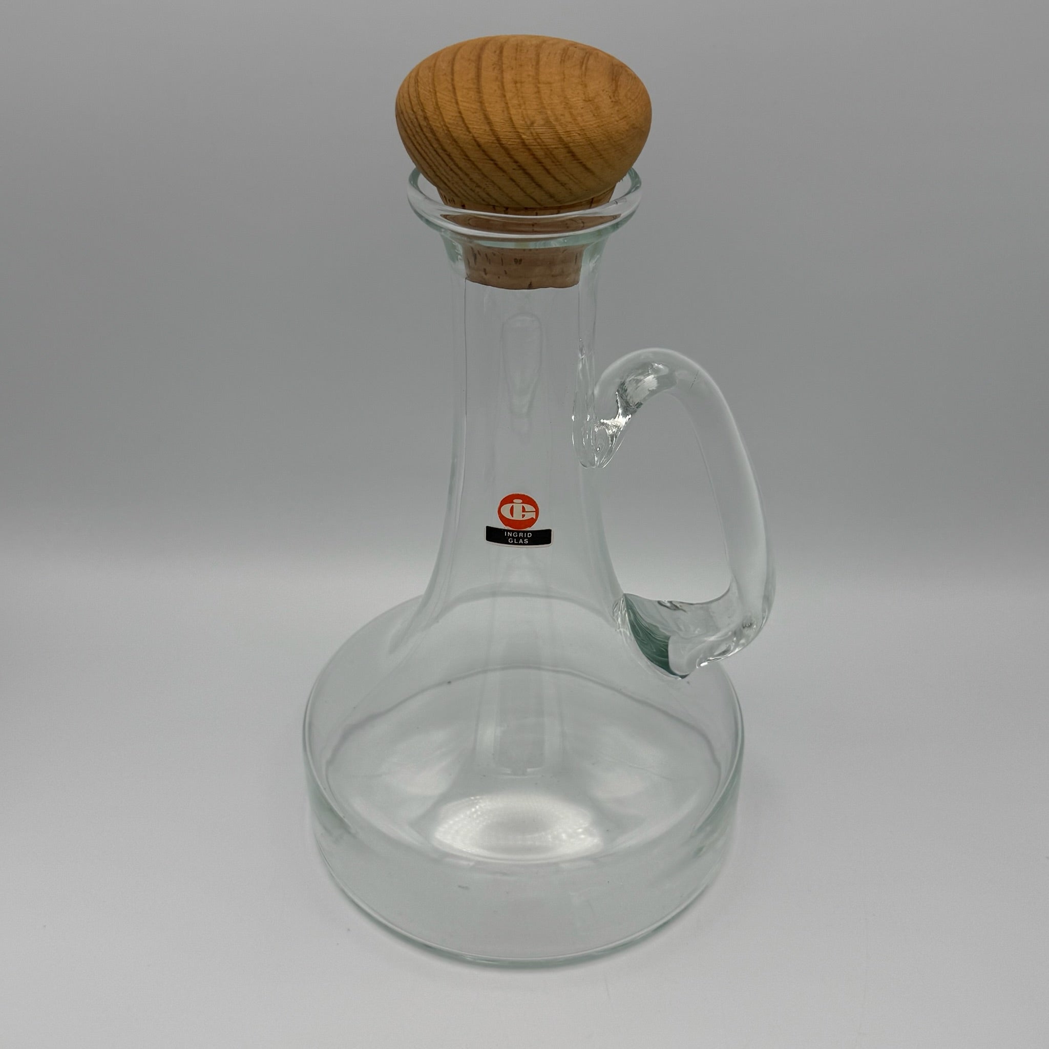 Ingrid Glas Vintage Karaffe I Mit Original Holz Korkverschluss I Mid-Century Dekanter 1970er I Top Zustand 26 cm Ingrid Glas