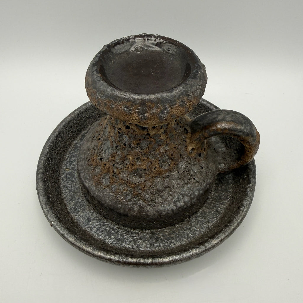 Jopeko Brutalist Keramik Kerzenständer I Kammerleuchter Fat Lava 1970er I West Germany Vintage I 13,5 cm Jopeko