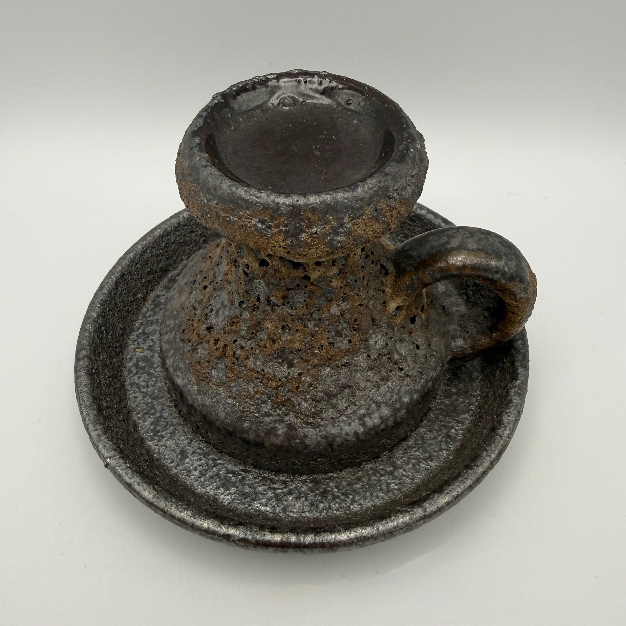 Jopeko Brutalist Keramik Kerzenständer I Kammerleuchter Fat Lava 1970er I West Germany Vintage I 13,5 cm Jopeko