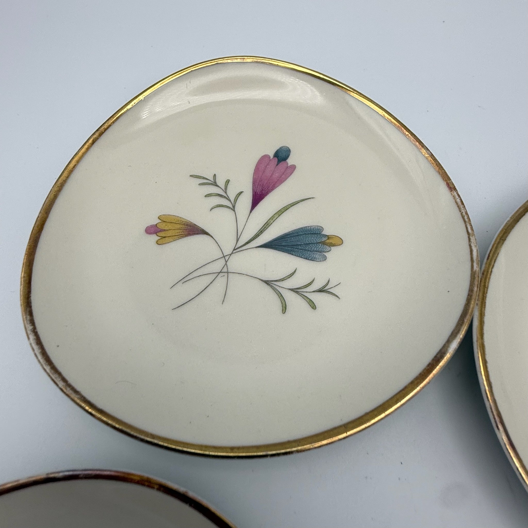 4er Set Mitterteich Bavaria Konfektteller I Nierenform 50er Jahre I Dekor 8305 I Mid-Century Vintage I 11,2 cm Mitterteich Bavaria