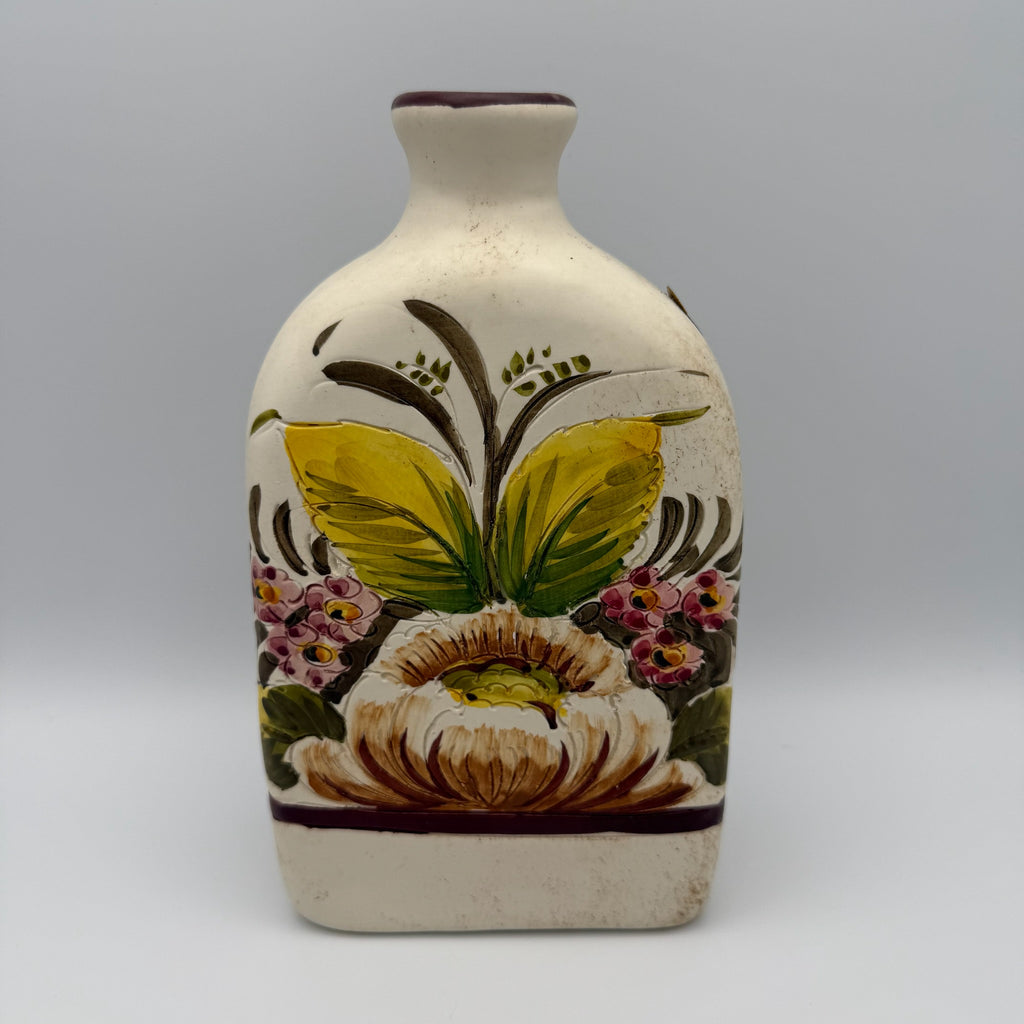 Original Toscana Keramik Flasche Handbemalt Blumen Blau Ölflasche Majolika Italien Showroom Ansbach
