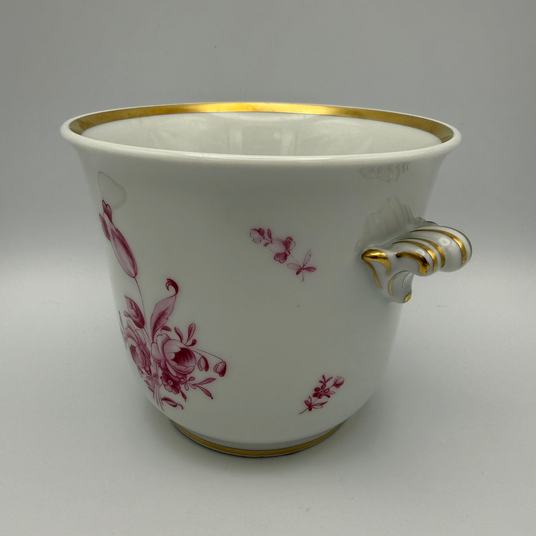 Hutschenreuther Selb Cachepot I Übertopf I Dresden Purpur Rose I Golddekor I Vintage 1950er I 13 cm Hutschenreuther