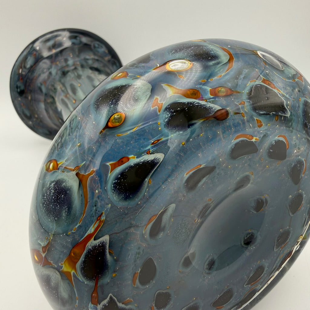 Eisch Studioglas Vase I Signiert & Etikett I Iridisierend Poesie in Glas 70er 80er I Handarbeit 22,3 cm Glashütte Eisch