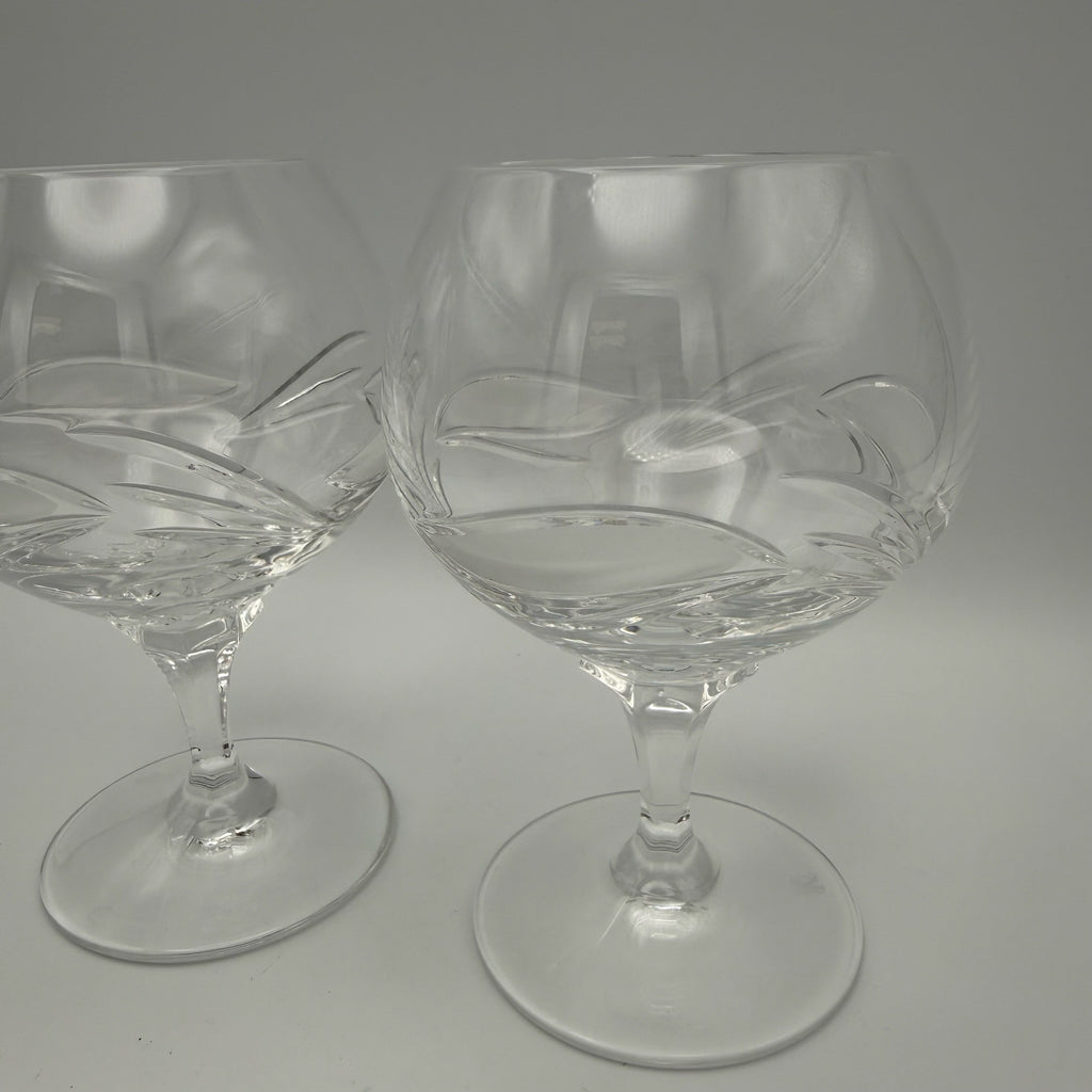 2er Set Nachtmann Cognacschwenker I Bleikristall mit Ätzsignatur I Blätterschliff Satiniert I Vintage I 13 cm Nachtmann
